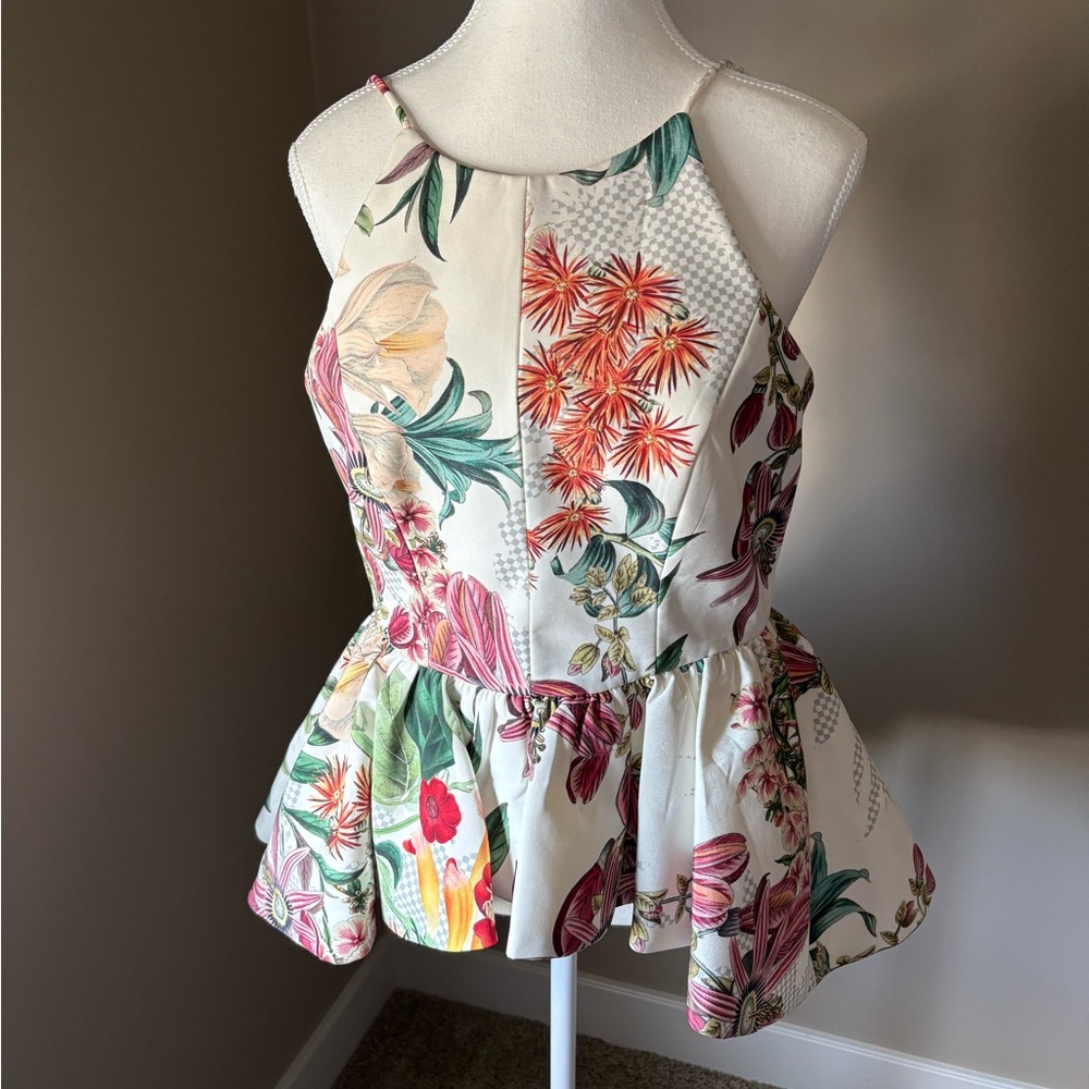 Anthropologie: Cameo Multicolor Floral Peplum Blouse